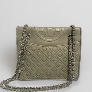 Tory Burch Fleming Quilted Leather Convvertible Shoulder Bag In Taupe